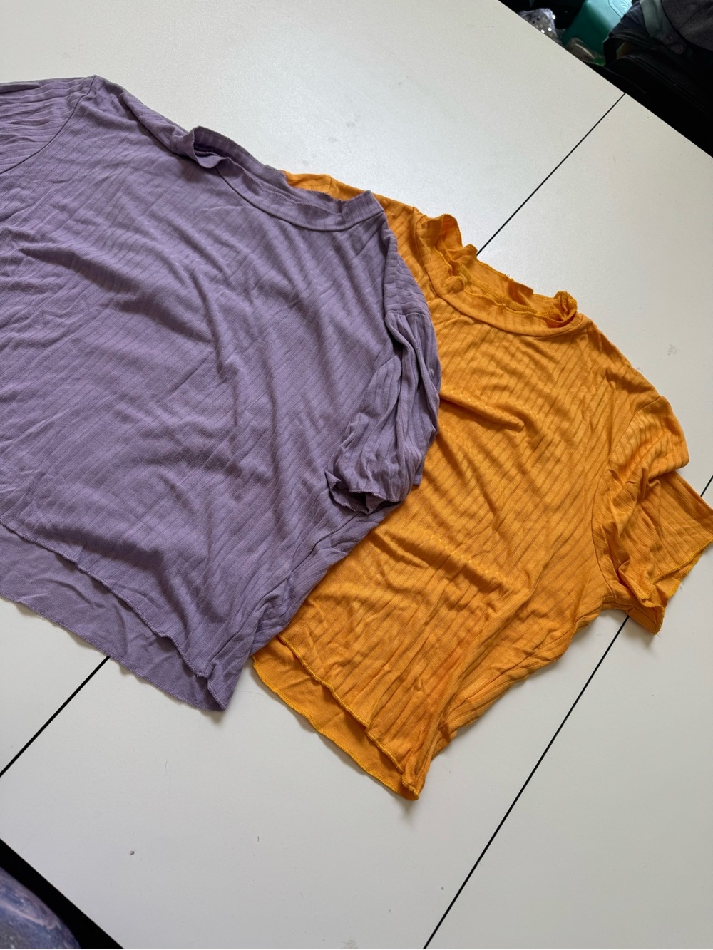 Casual Ribbed Tee Duo - Lavender & Mustard